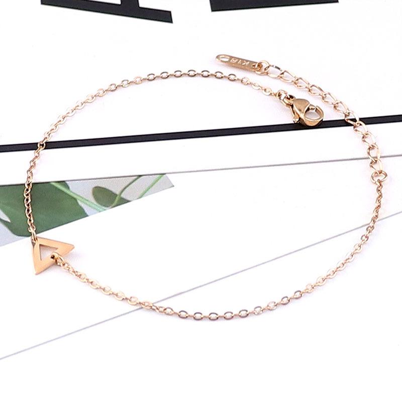 Popular Personality Titanium Steel Triangle Rose Gold Stainless Steel Women'S Bracelet Anklet