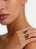 Luxury Vintage Blue Natural Stone Rings for Women Stainless Steel 18K Gold Plated Tiger Eyes Stone Open Ring Jewelry Gifts