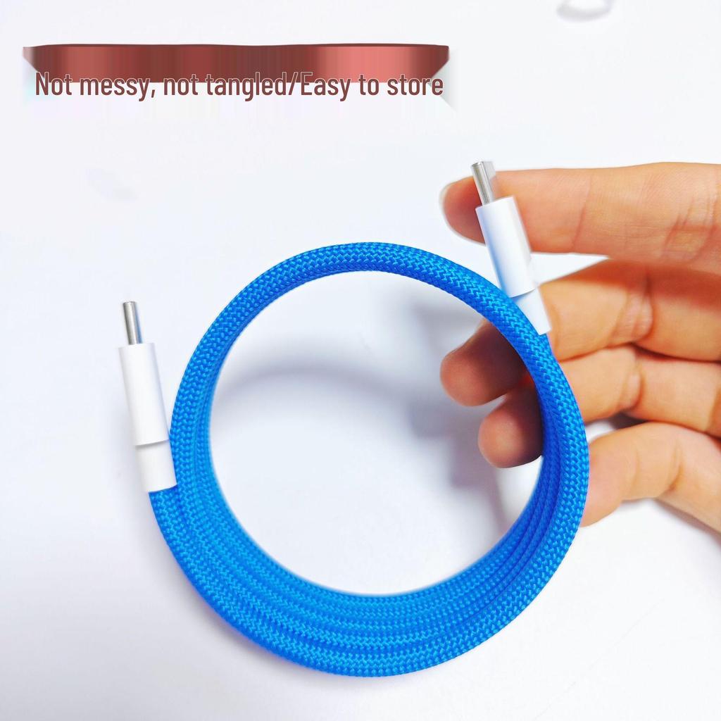 Dual Type-C Fast Charging Colorful Magnetic Woven Data Cable for Android & Apple 15/16.