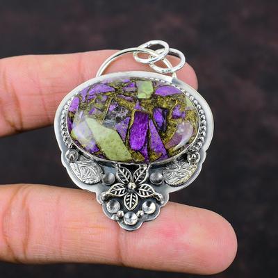 Kupfer Purpurit Anhänger Handgefertigter stilvoller Schmuck 925 Sterling Silber Anhänger Dezenter Edelstein Blumen Anhänger Geschenk für Mädchen Statement Schmuck