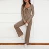Ladies' Casual And Fashionable Striped Wide-leg Lace-up Suit