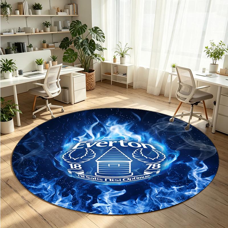 Everton Football Printed Round Crystal Velvet Rug Soft Non Slip Floor Carpet For Bedroom Holiday Gift