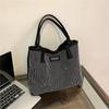 Hasp Pu Ladies Shoulder Bags Rhinestone Design Sewing Thread Bags for Women New Fashion Underarm Shopper Totes
