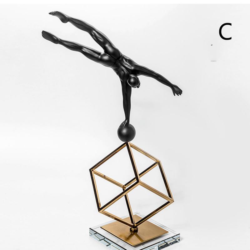 Modern Minimalist Creative Gymnastics Figure Decoration Room Geometric Wrought Iron Ornament