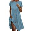 European & American Summer Polka Dot Short Sleeve Round Neck Button Dress