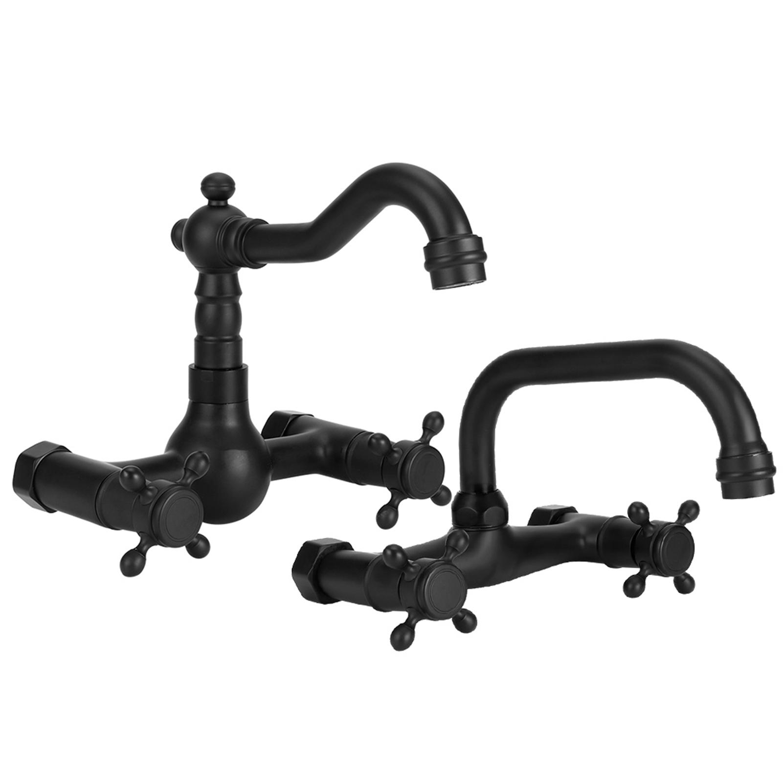 Rubinetti per Lavabo da Parete in Rame Antico Rubinetto da Bagno Maniglie Doppie Miscelatore Acqua Calda Fredda per Vasca torneira do banheiro