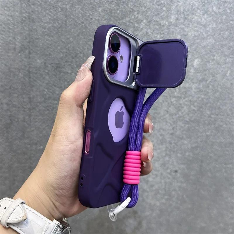 

Складана Захист Камери Лінза Підставка Тримач М який Чохол Для iPhone 17 16 15 14 13 12 11 Pro Max Ремінець на Зап ястя Силіконовий Ударостійкий Чохол For iPhone 14 Plus