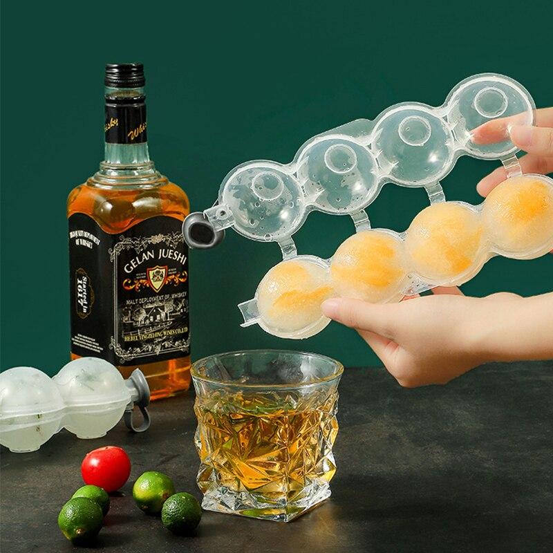 1 Stück 4-Loch PP Transparent Küche Eisbox Eiscreme Maker Werkzeug Würfelmacher Runde Eishockeyball Eisform Eis am Stiel Artikel