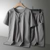Short Sleeve Shorts Set Men Loose Plus Size Round Neck Summer Trendy Casual Sport Two Piece Outfit