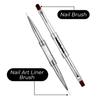2 Pcs Gel Builder Brush, Double Ended Nail Art Brushes Hard Gel Brush French Manicure Brushes with Transparent Pen Box for Home DIY Salon Design