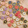 5 Pcs/Lot French Retro Style Enameled Round Stainless Steel Multi Pattern Pendant For DIY Necklace Jewelry Accessories Wholesale