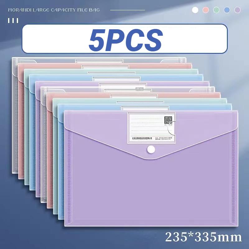 5-20 Pack Clear Document Folders Plastic Envelopes with Label Pocket and Snap Button for Home Work Office Organization