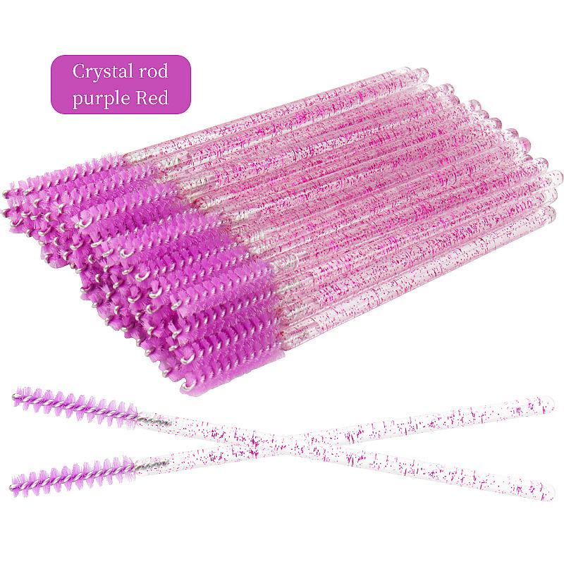 Straight Head Mascara Brush & Eyelash Curler Set - Disposable Spiral Rod with Crystal Eyebrow Comb