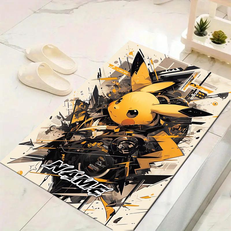 Custom 1Pc Pikachu Cyberpunk Artwork Rug Office Carpet Indoor Outdoor Entrance Doormat Nonslip Soft And Comfortable Living Room D2915212