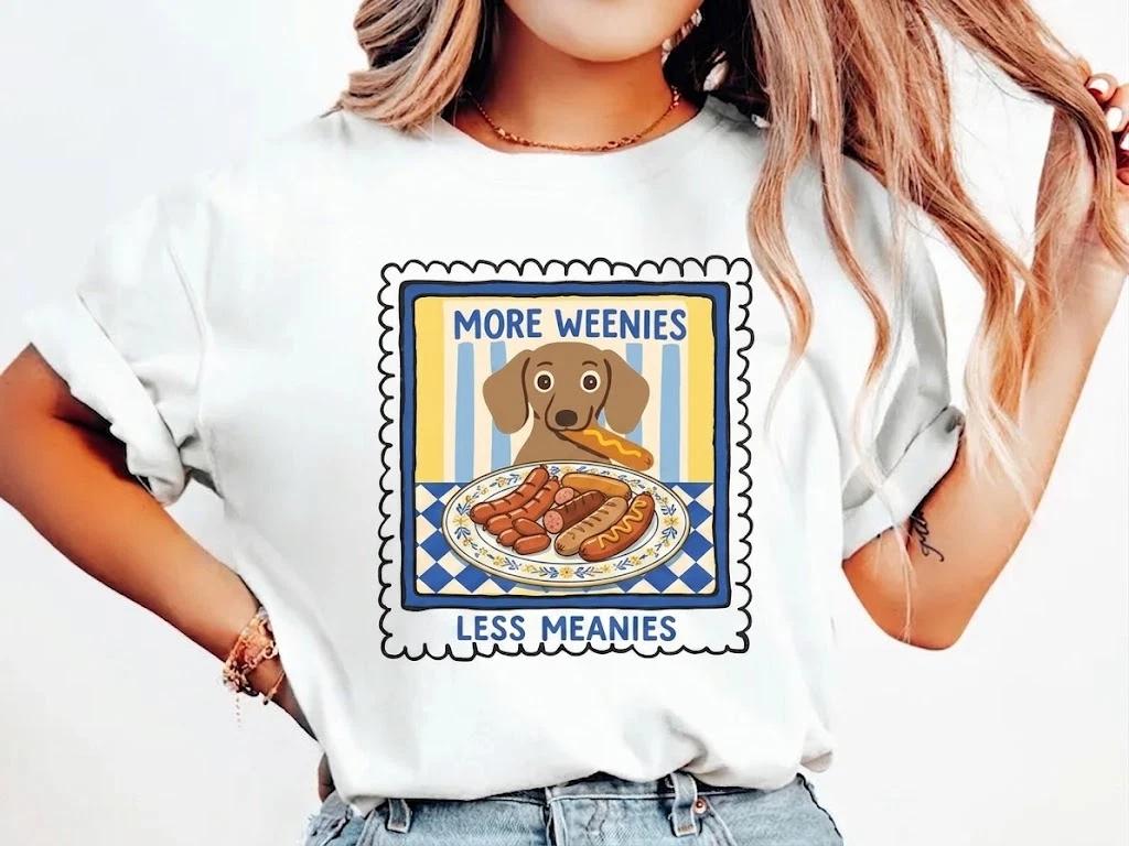 Funny Dachshund More Weenies Less Dog Lover White T Shirt, Gift For Friends S