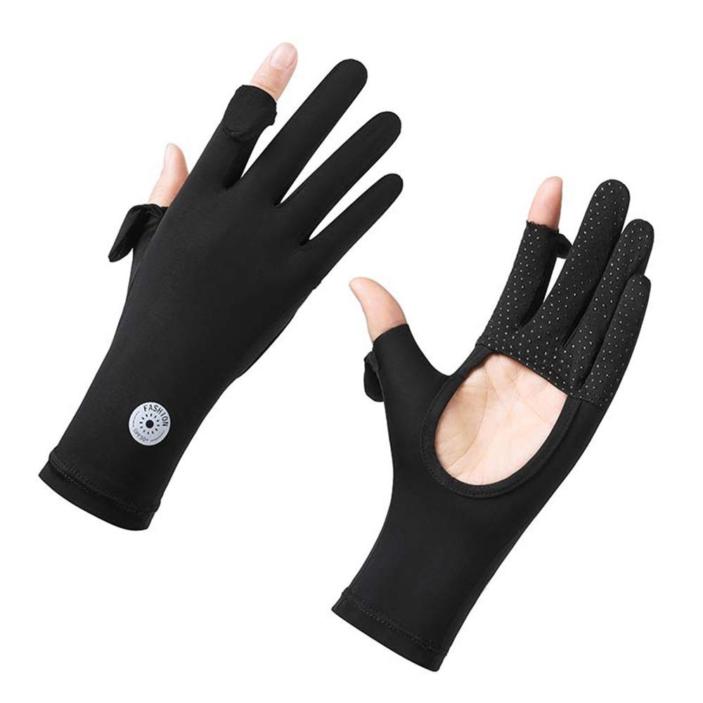 UV Protection Summer Sunscreen Gloves Thin Ice Silk Sun Protection Gloves Slip Resistant Elastic Anti-UV Mittens Women Girls