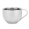 Kaffeetasse Edelstahl Doppelschicht Isolierung Milchbecher mit Löffel Untertasse Haushalt(Silber 180ML)