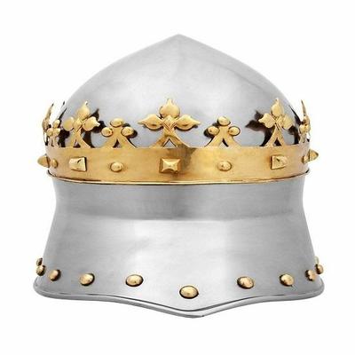 Hełm templariuszy królewskiego rękodzieła z koroną króla: Średniowieczny kostium krzyżowca hełm kolekcjonerski prezenty Cosplay