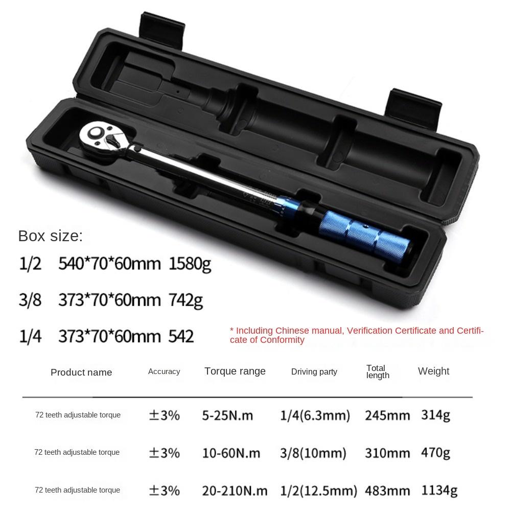 Professional Spanner 1/4 3/8 Inch Square Drive Car Repair Tools Durable Torque Key Wrench