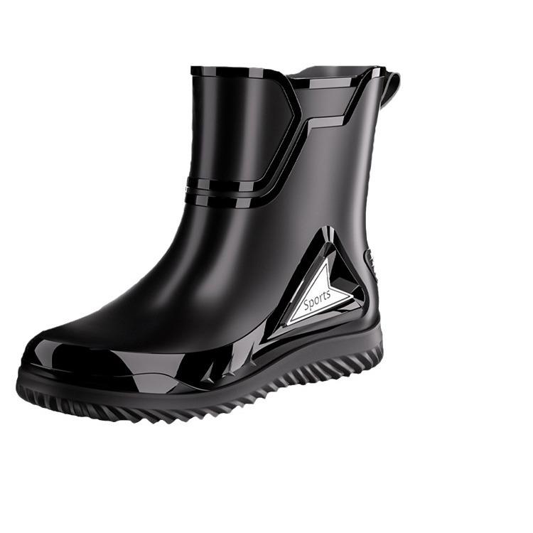 Rain Shoes Men's Medium Tube Non-slip Waterproof Shoes New Fashion Outdoor Water Boots Thermal Short Tube Rubber Shoes Men's Fashion