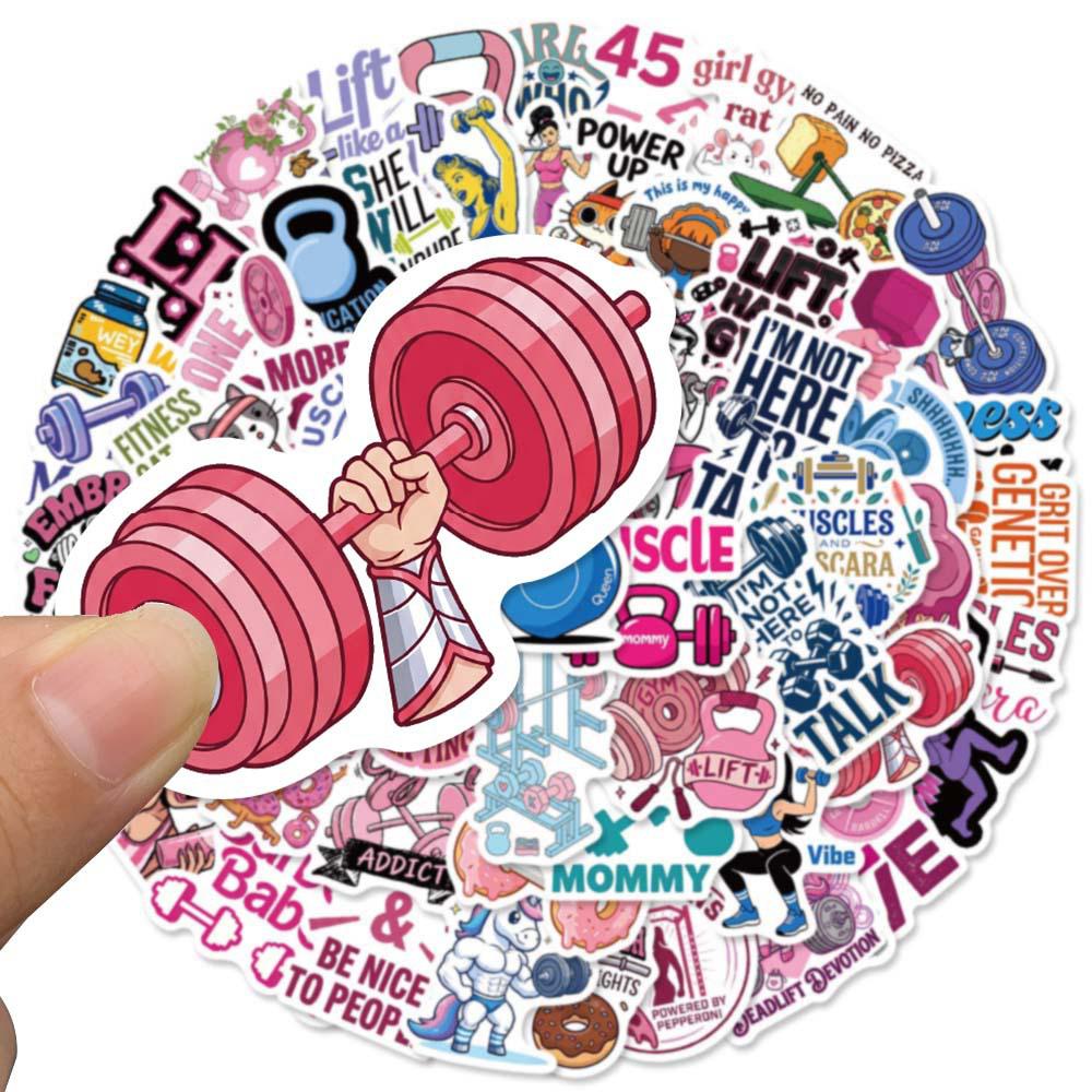 10/30/50/120pcs Cute Exercise Fitness Women Stickers Animal Sport Graffiti Decal DIY Guitar Journal Laptop Funny Cartoon Sticker