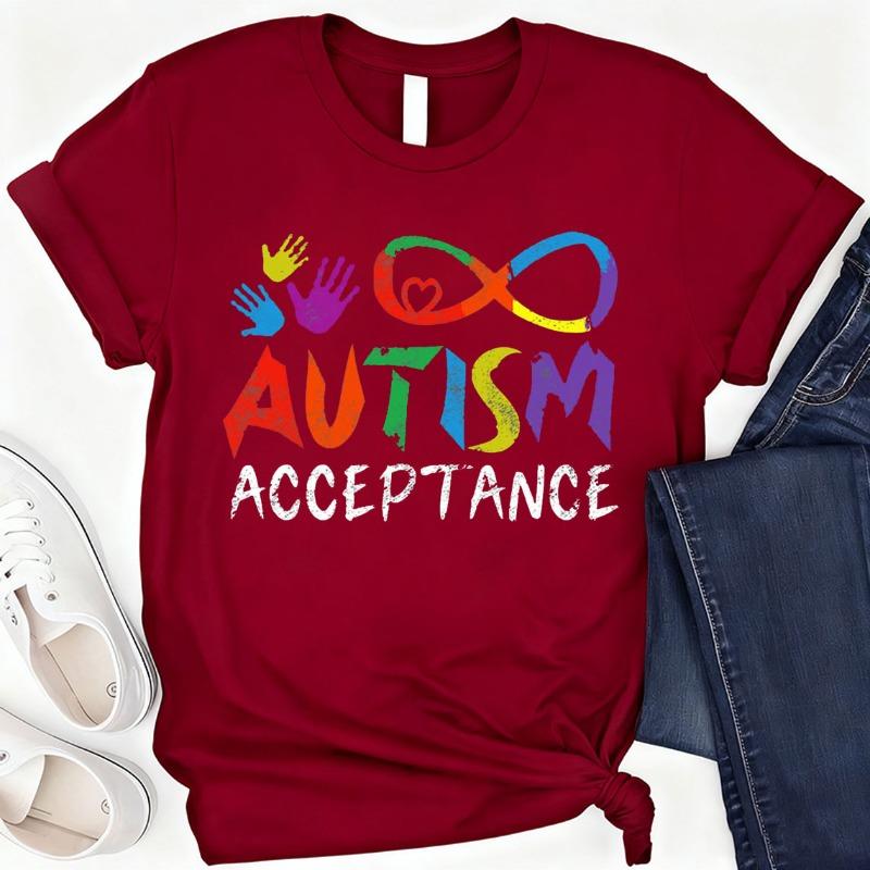 Autism Acceptance Infinity Symbol Women TShirt Awareness Month Awareness Shirt Gift Autism Mom Short Sleeve Cotton Unisex Tees S