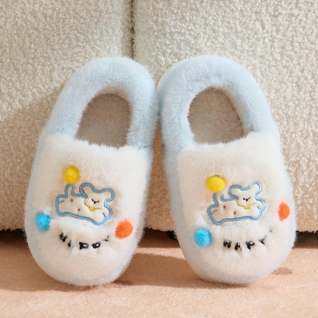 2025 Neue Warme Indoor Cartoon Flauschige Baumwoll Hausschuhe für Mittelgroße und Ältere Kinder, Jungen & Mädchen