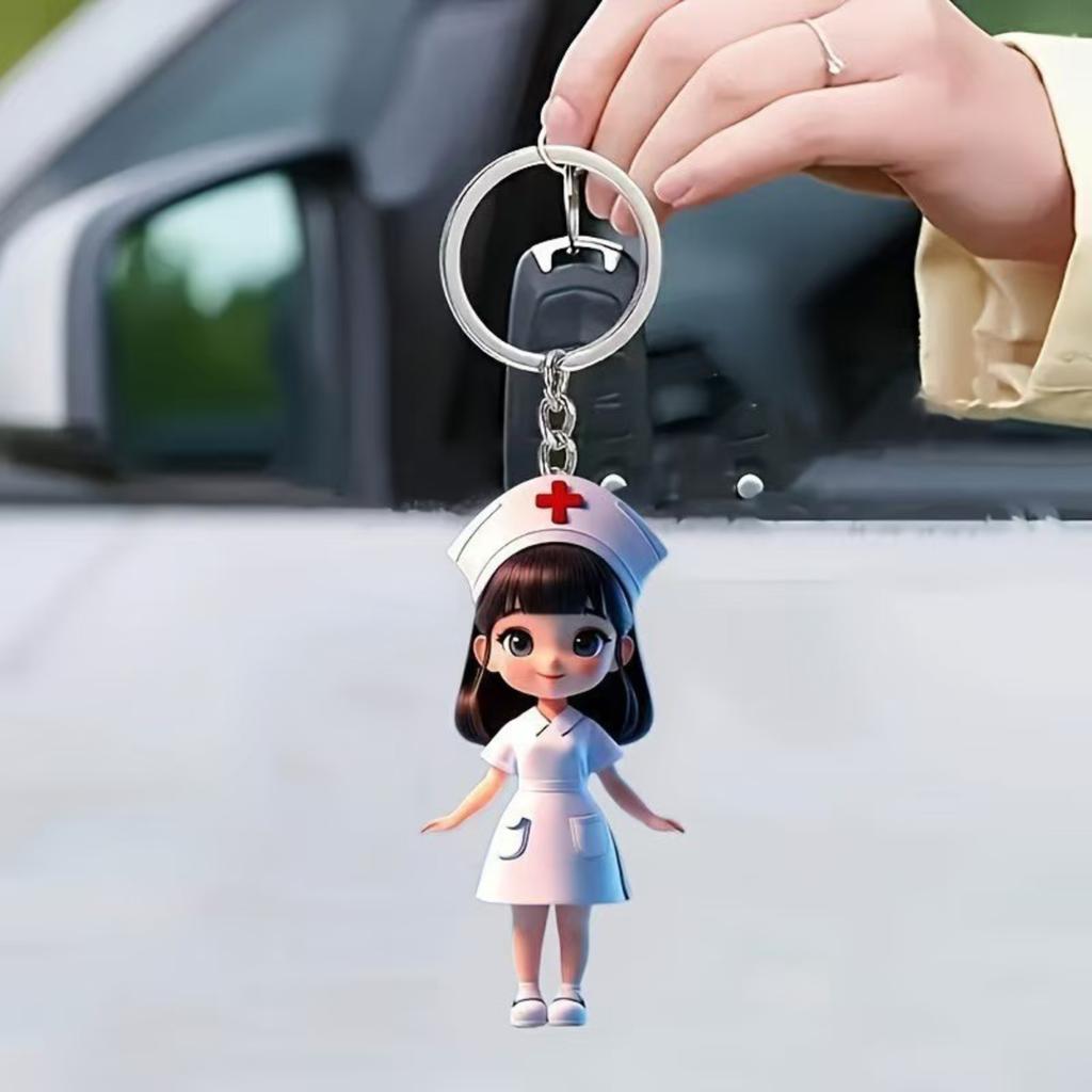 Fashionable Flat Acrylic Keyring And Bag Keychain