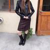 Women's Retro Plaid Wool Skirt with Button Detail - Autumn/Winter 2025