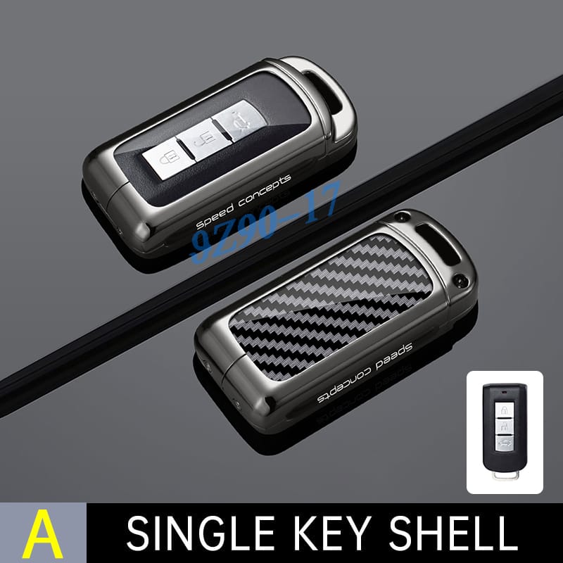 Metall Kohlefaser Auto Schlüsselanhänger Hülle Abdeckung Schlüsselring Für Mitsubishi Eclipse Cross Outlander Sport Pajero Shogun Asx Mirage Lancer