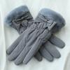 Student female winter cycling bow thickened cold-proof cute winter gloves velvet warm