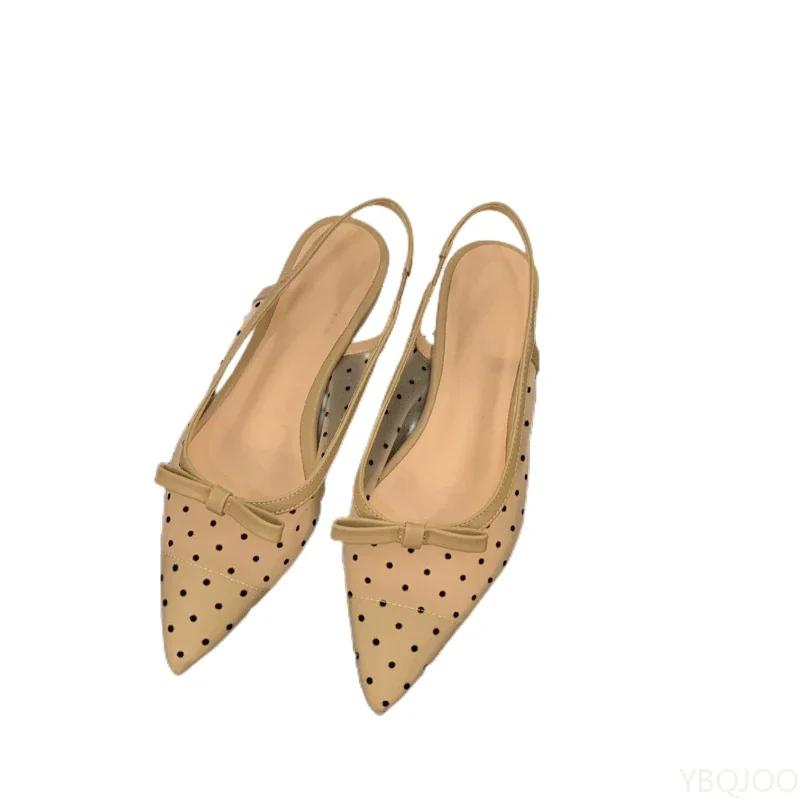 Ladies elegant shoes French Bow tie low heel Shoes Fairy style Baotou sSndals Summer mesh breathable flat heels Zapatos