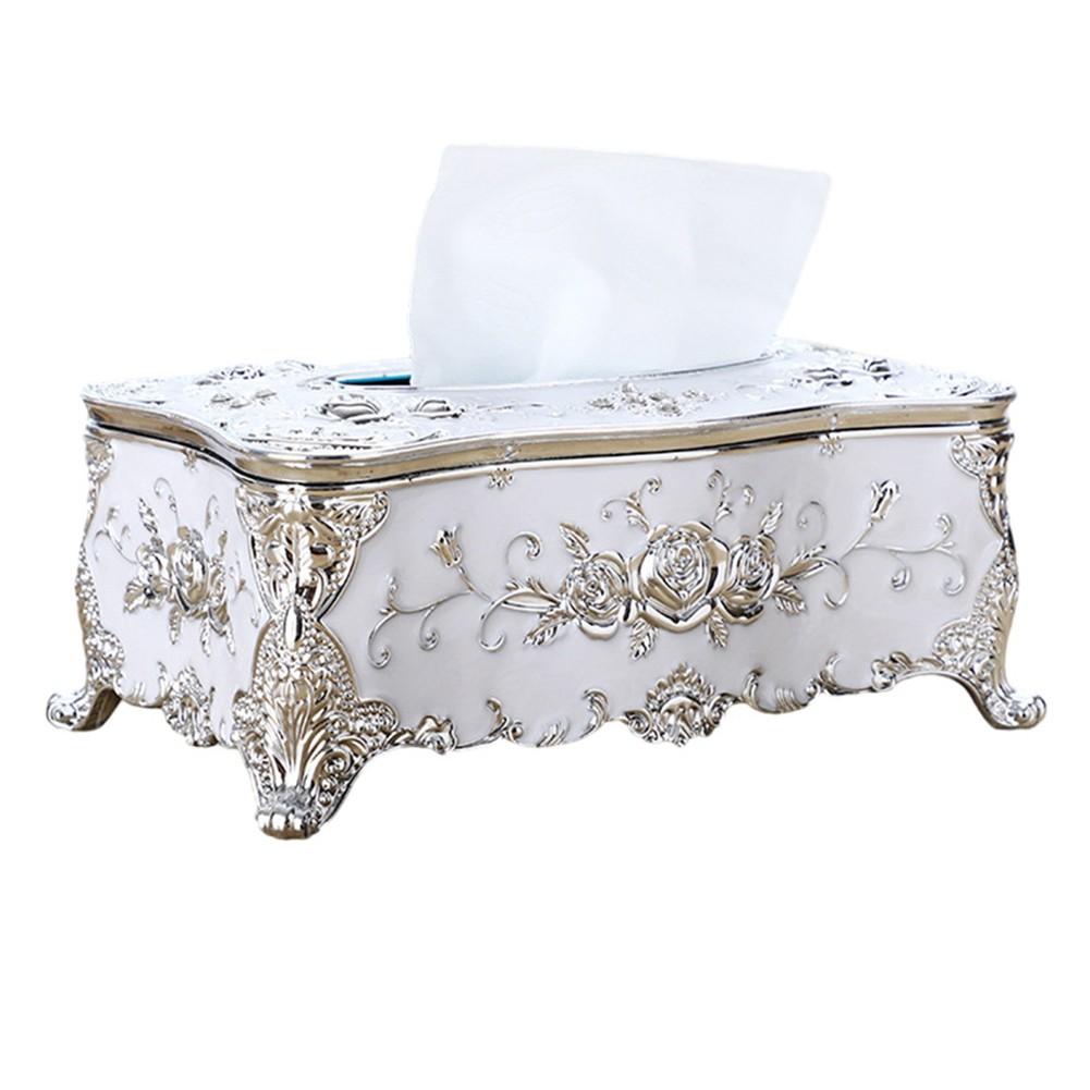 

Elegant Tissue Holder Napkin Holder Exquisite Hand Painted Design срібний