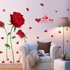 Romantic Valentine's Day Wall Sticker Red Rose Flower Removable Waterproof Home Decor for Bedroom Living Room