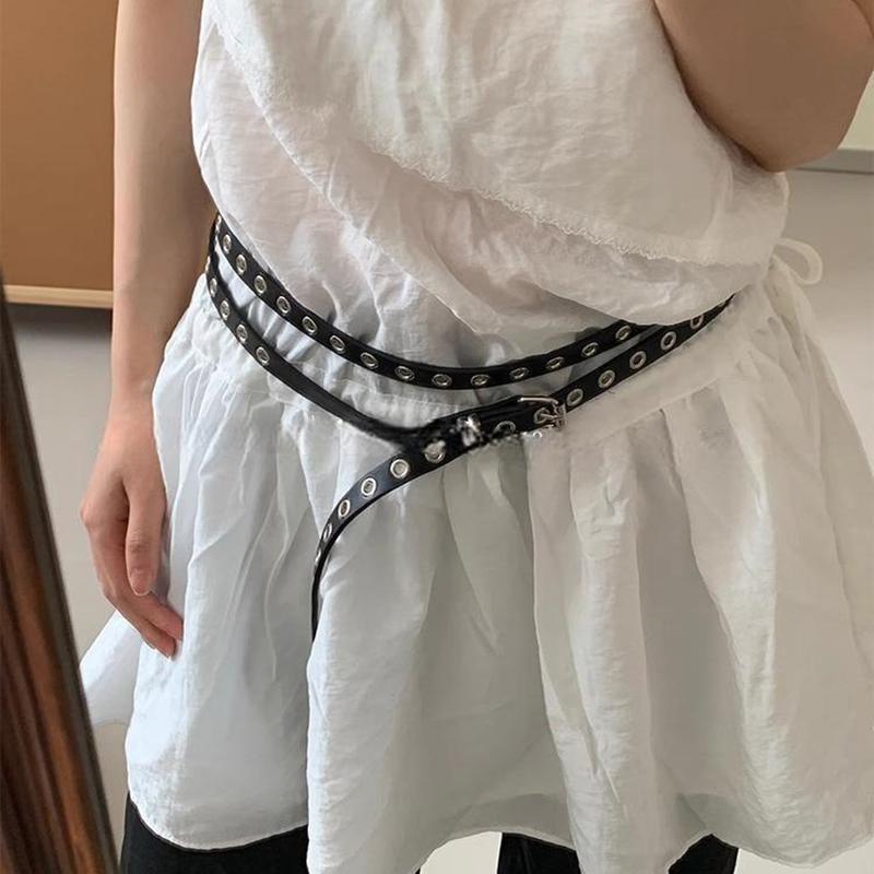 Ins Style Mode Doppelgürtel PU-Ledergürtel Vielseitiges Persönlichkeits-Spice-Girl-Accessoire-Gürtel