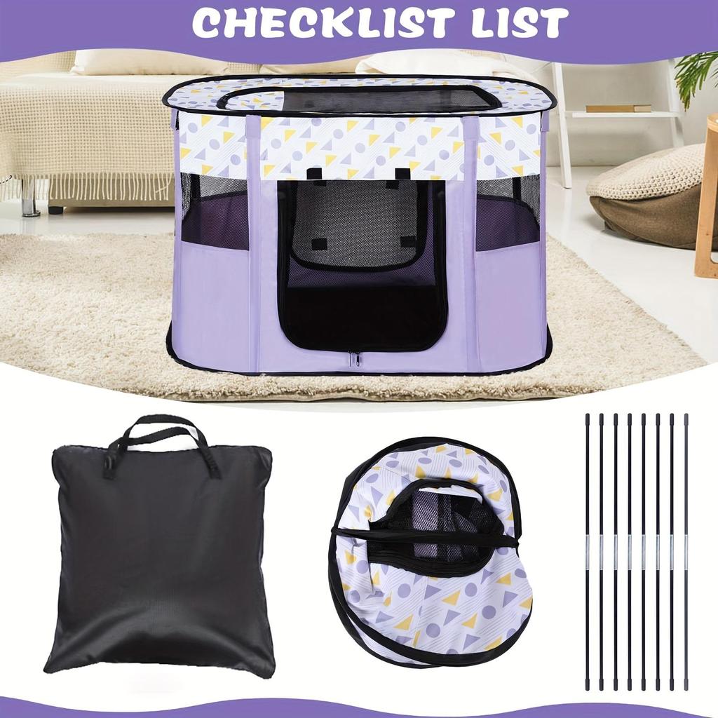 Foldable Cat Delivery Room Enclosure-Polyester Fiber Pet Tent for Cats with Carrying Bag-Spacious and Comfortable Cage Fence for Nursing and Playing