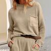 Autumn and Winter Sweaters, Women's Round-neck Long-sleeved Pocket Knitted Sweaters, Laid-back Style Sweaters