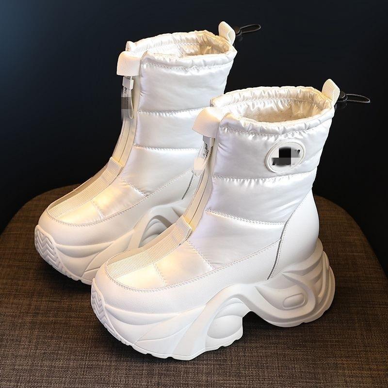 Thick-soled snow boots winter velvet thickened waterproof and non-slip year winter new large cotton boots heightened Martin boots