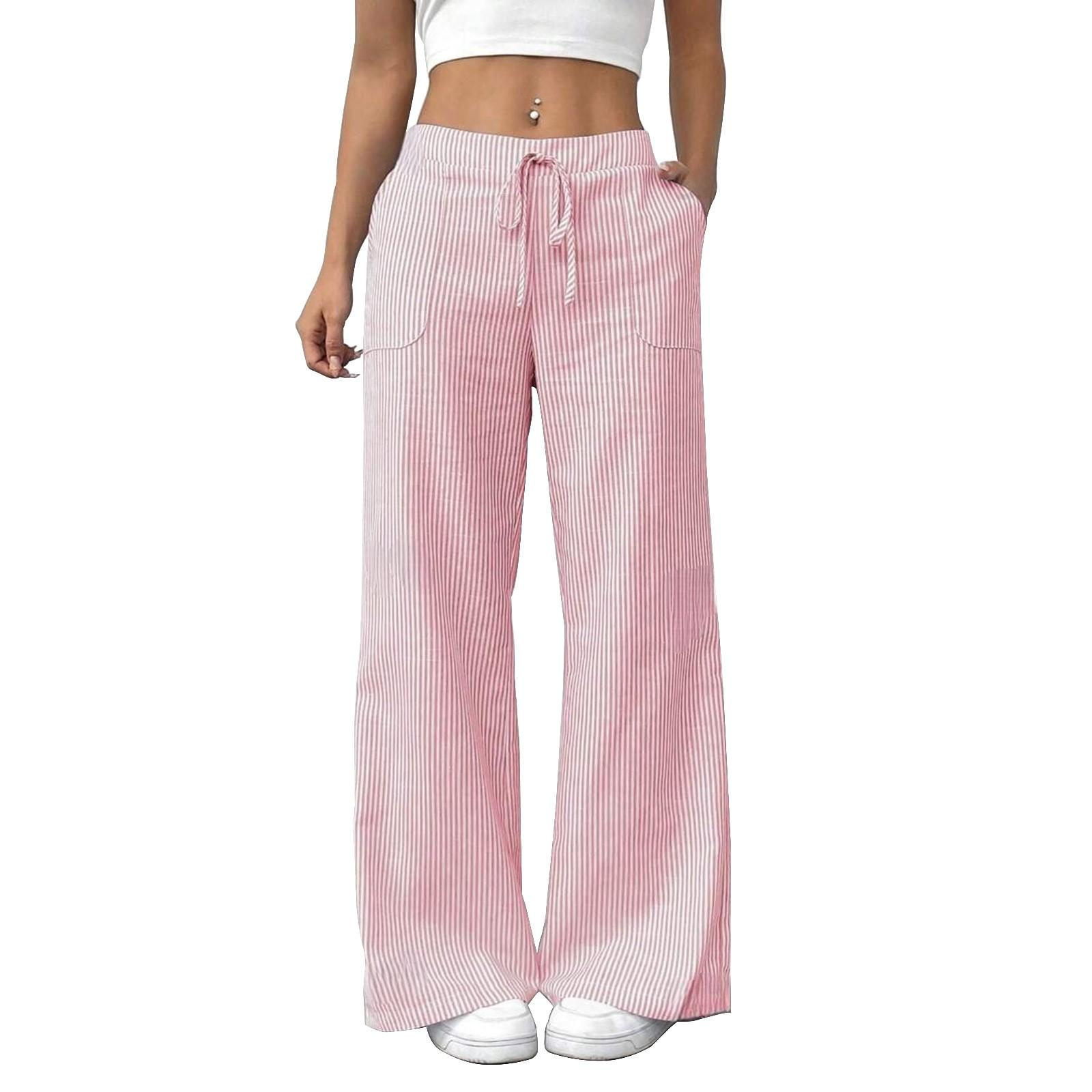 

Женские повседневные спортивные штаны с высокой талией и широкими штанинами для бега XL розовый