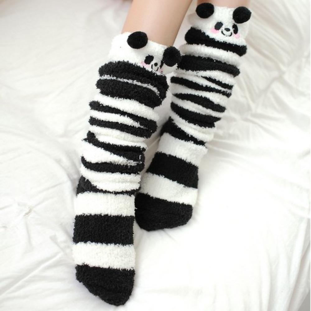 Cartoon Kälbchen Schnee Socken Gestreifte Winterstrümpfe Damen Korallenfleece Strümpfe Kinder Strumpf