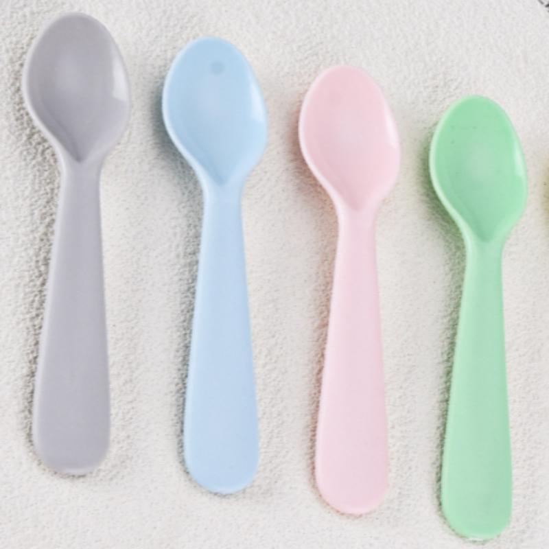 1/2/4Pcs Simple Children Tableware Plastic Baby Feeding Spoon Toddler Training Eating Utensils For Dessert Fruit