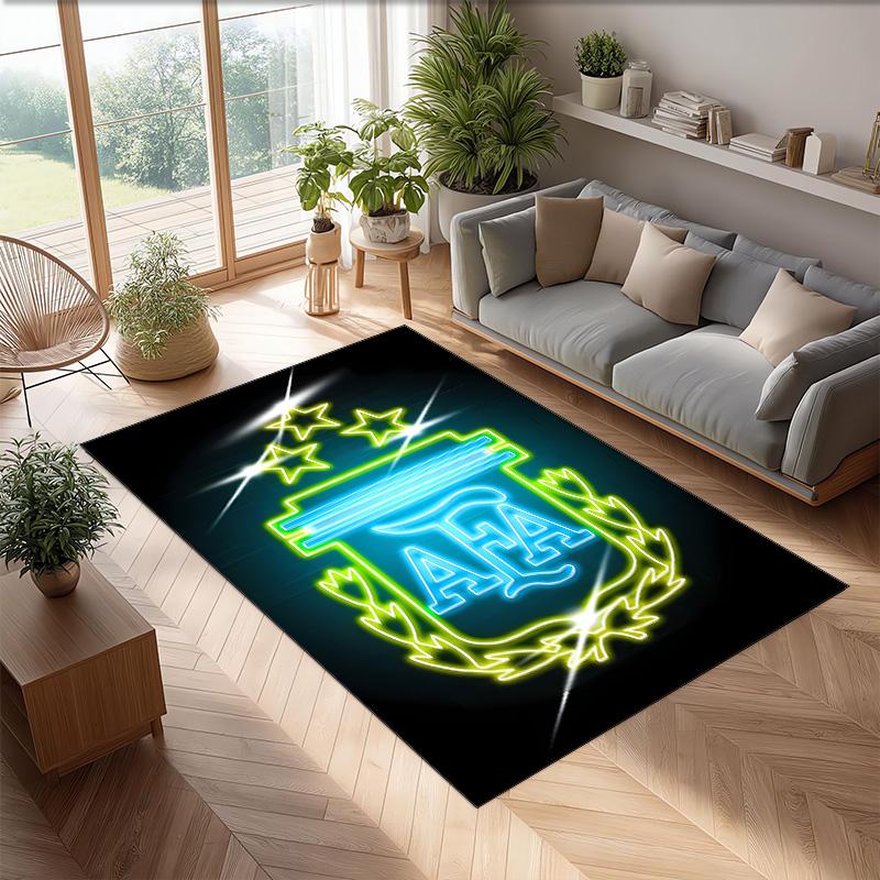 Argentina Printed Flannel Area Rug Non Slip Soft Polyester Floor Carpet Indoor Decor Mat for Bedroom Living Room Sofa Game Room Home Decoration