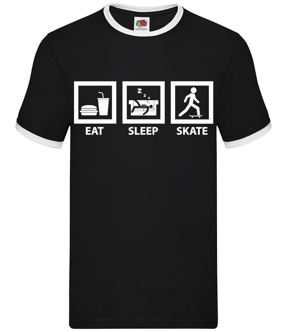 Eat Sleep Skate - Mens Ringer - Skater Love Skating Board Skateboard Funny XXL