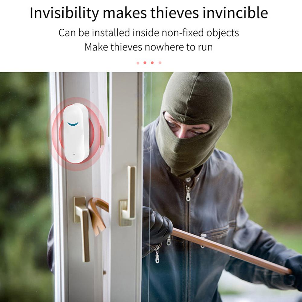 Smart WiFi Door Sensor Wireless Control Alarm Home Wireless Pooting Doors and   Family Security White ABS Material