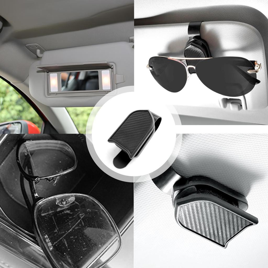 Sunglass Holder For Car Visor Clip Carbon Fiber Textured Universal Multifunctional Clip Car Glasses Holder For Money Key