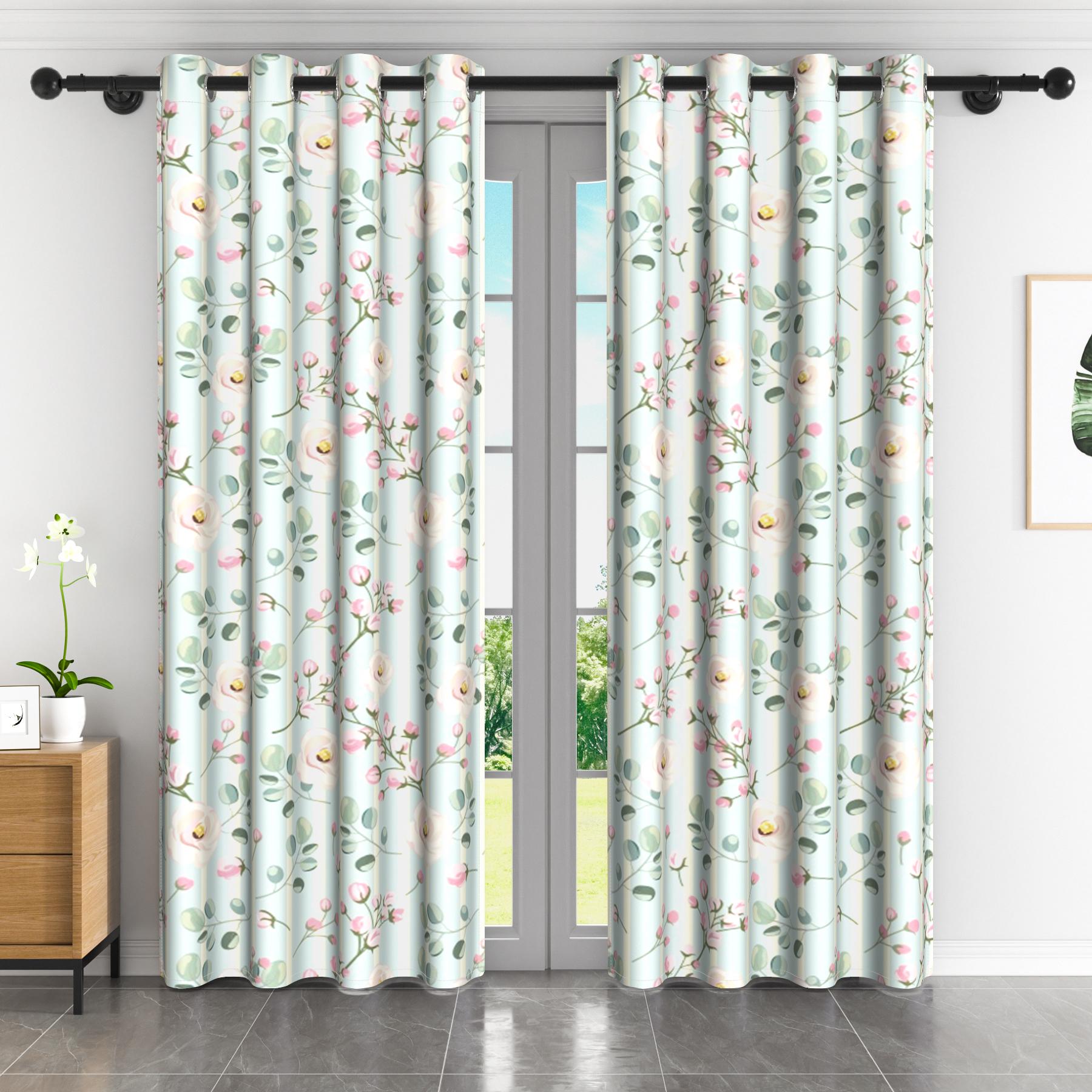 

2 шт./компл. Ботанические шторы с листьями Натуральные зеленые шторы с узором из листьев плюща Декор для спальни, гостиной Полиэстеровые шторы блэкаут 53x115cm 2pcs