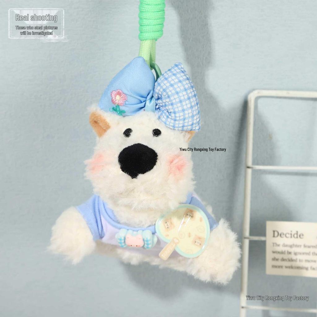 Adorable West Highland Terrier Plush Pendant with Bow Tie - Perfect Dog Lover's Gift