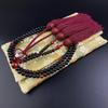 WONDERFUL LOTUS Women's Rosary 8-Inch Ebony with Pouch Authentic 108-Bead Rosary 8-Inch Double Strand (Crimson Tassel)