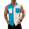 Men's Workwear Lapel Button-Down Vest Shirt - Lightweight Sleeveless Top