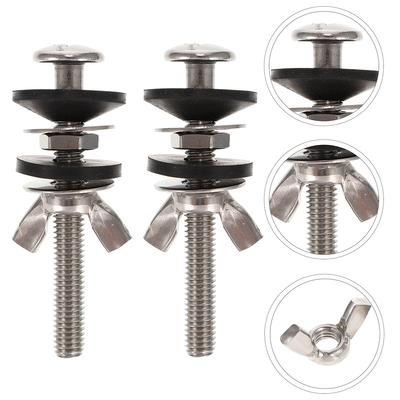 2 Pcs Stainless Steel Rubber Toilet Seat Bolts Universal Hinges Closestool Mount Screws Toilet Fixing Parts Bathroom Fixture